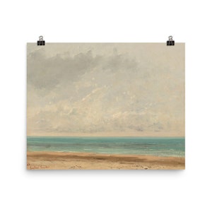 Abstract ocean painting (PRINT) FREE SHIPPING, Living room wall art, Office wall art, Coastal wall art, Vintage wall art