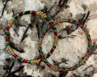 Vintage Christmas bangle bracelets | vintage holiday jewelry