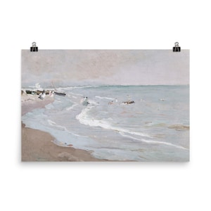 Pintura del océano vintage (IMPRIMIR) / Pintura de la casa de la playa / Arte de la playa vintage / IMPRESIÓN POR CORREO