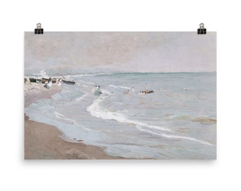 Vintage ocean painting (PRINT) | Beach House painting | Vintage beach art | MAILED PRINT