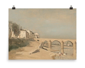 Oceaan brug schilderij (PRINT) GRATIS VERZENDING, Woonkamer kunst aan de muur, Kantoor kunst aan de muur, Kust kunst aan de muur, Vintage kunst aan de muur