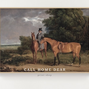 Equestrian horse painting (PRINT) | Vintage Wall Art | Horse Oil Painting | Farmhouse Art