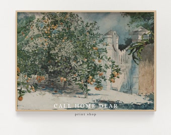 Orange Tree Painting (PRINT) | Vintage Wall Art | Vintage Print | Antique Oil Painting
