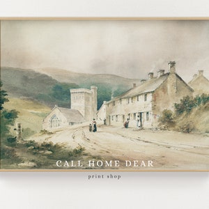 Irland Malerei (PRINT), Vintage Wandkunst, Altes Haus Gemälde, druckbare Wandkunst