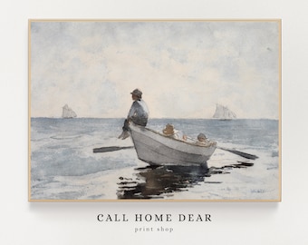 Vintage coastal painting (DIGITAL) | Ocean painting | Antique watercolor | Digital PRINTABLE | S03-01