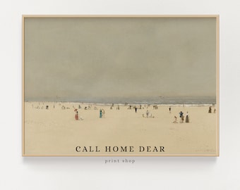 Vintage beach painting (PRINT) | Ocean painting | Vintage Wall Decor | Coastal Wall Art