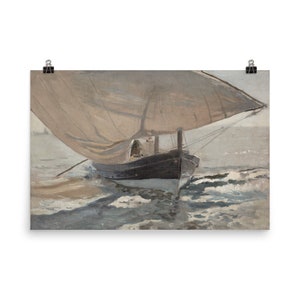 Sailboat painting (PRINT) | Vintage Wall Art | Coastal painting | European Painting