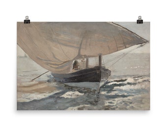 Sailboat painting (PRINT) | Vintage Wall Art | Coastal painting | European Painting
