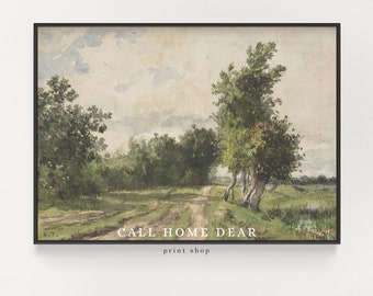 Country Landscape (PRINT) | Farmhouse Wall Art | Vintage Art | ART PRINTS