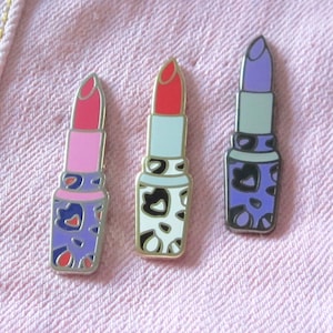 Lipstick Enamel Pin (Red/Gold/Rose Gold)- Cloisonné, Enamel, Brooch, Jewelry, Make up, MUA, Barbie, Girl Gang, Rouge, Flair, Feminist, Punk