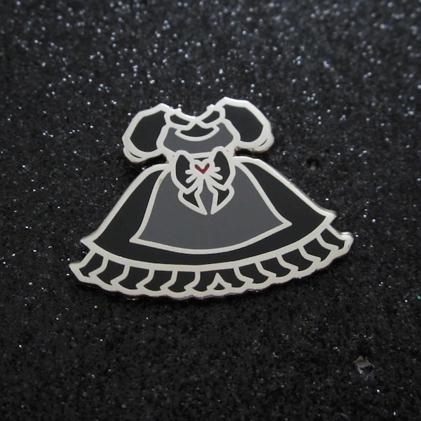 Goth Dress Enamel Pin (Black/Silver)- Cute, Kawaii Ita Bag, Gothic Lolita, Pastelgoth, Goth, Maid, Brooch, Badge, Magical girl, Witchy, Pins