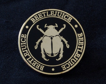 Beetlejuice Pin  - Halloween Pin - Enamel pin - Halloween Shop - Goth - Black and Gold - Spooky - Spoopy Pin - Witchy - Strange and Unusual