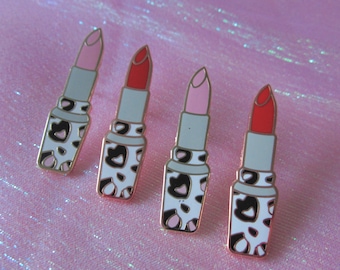 Lipstick Enamel Pin (Red/Gold/Rose Gold)- Cloisonné, Enamel, Brooch, Jewelry, Make up, MUA, Barbie, Girl Gang, Rouge, Flair, Feminist, Punk