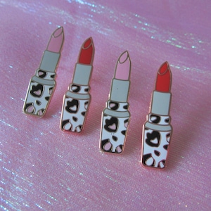 Lipstick Enamel Pin (Red/Gold/Rose Gold)- Cloisonné, Enamel, Brooch, Jewelry, Make up, MUA, Barbie, Girl Gang, Rouge, Flair, Feminist, Punk