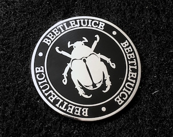 Beetlejuice Enamel Pin – Black and Silver Gothic Oddities