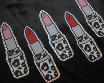 Lipstick Glitter Sticker – Red Lipstick - Lip Gloss - Make Up - Glam - Barbie Girl - Vinyl Decal - Sticker Art - Holographic Bumper Sticker