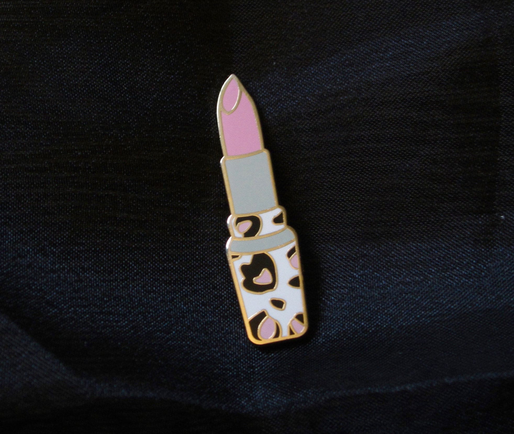Pink Lipstick Enamel Pin Leopard Print Lipstick Barbie 