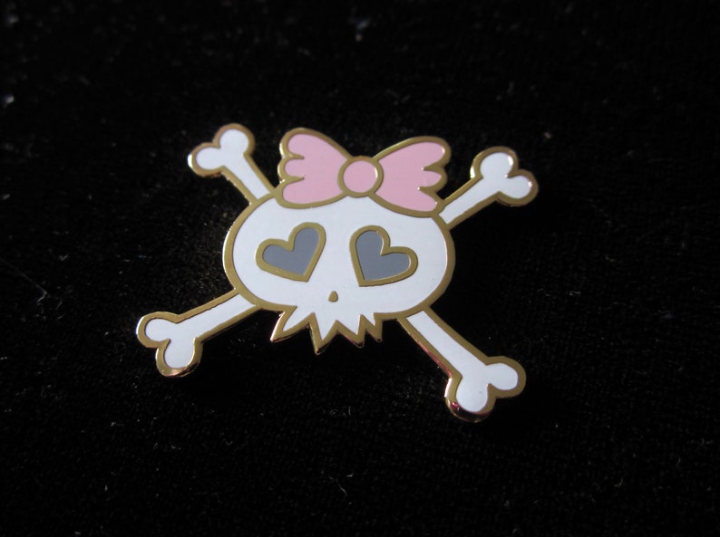 Creepy Lapel Pin Pretty Bones Skull Girl Enamel Pin Girly Spooky Crossbones Spooky Cute Halloween Badge Skeleton Pastel Goth