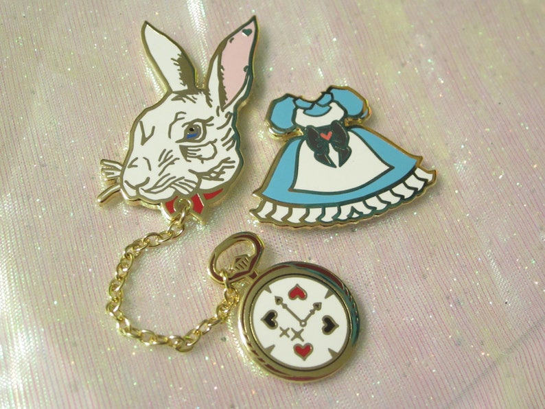 Alice Dress Enamel Pin Blue/Gold Alice in Wonderland | Etsy