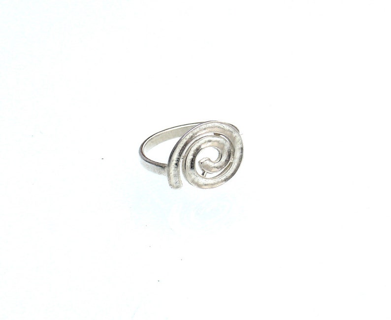 Girls Women Ring Ancient Greek Jewelry Silver Spiral Midi Ring 11mm Round Souvenir From Greece All Sizes Brass Silver Plated