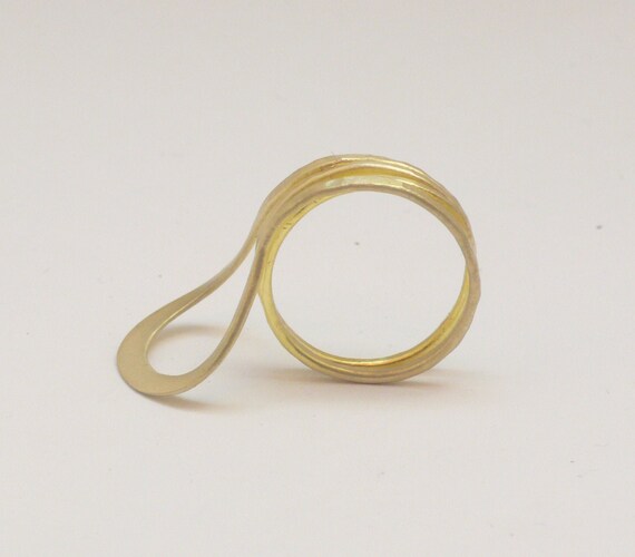 Brass Ring Rounded Double Finger Abstract Loop Ring Hammered - Etsy