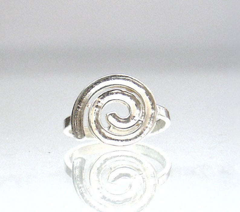 Girls Women Ring Ancient Greek Jewelry Silver Spiral Midi Ring 11mm Round Souvenir From Greece All Sizes Brass Silver Plated
