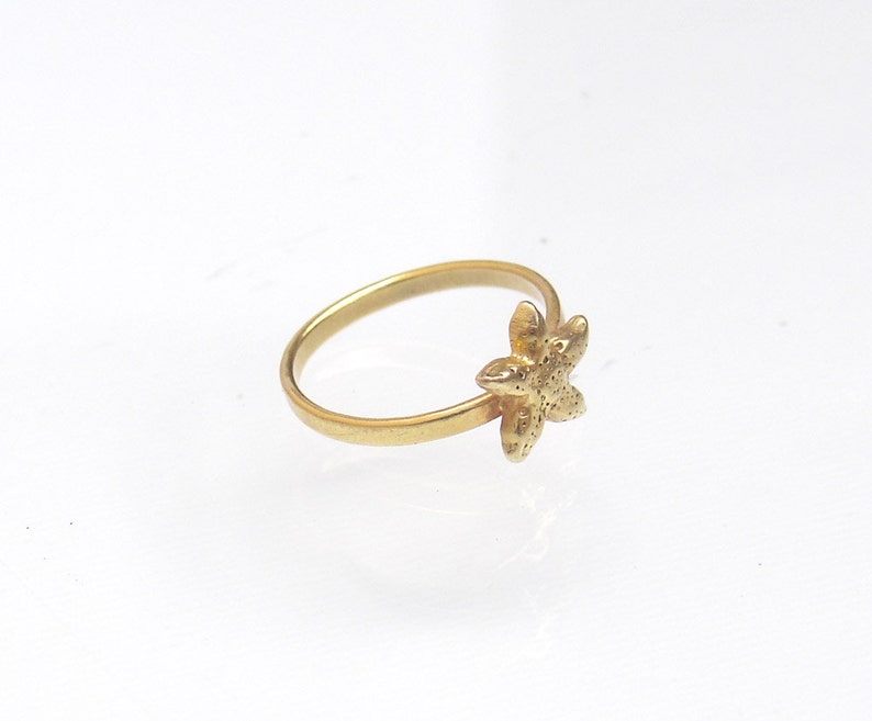Starfish Golden Ring Summer Gift Gift For Sea Lovers Pinky Girl Ring Brass Gold Plated Knuckle or Midi Greek Souvenir Ocean Design