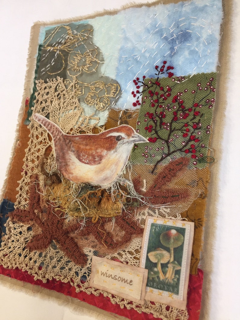 Mini Quilt Fabric Collage Wall Hanging Textile Art Gift Etsy