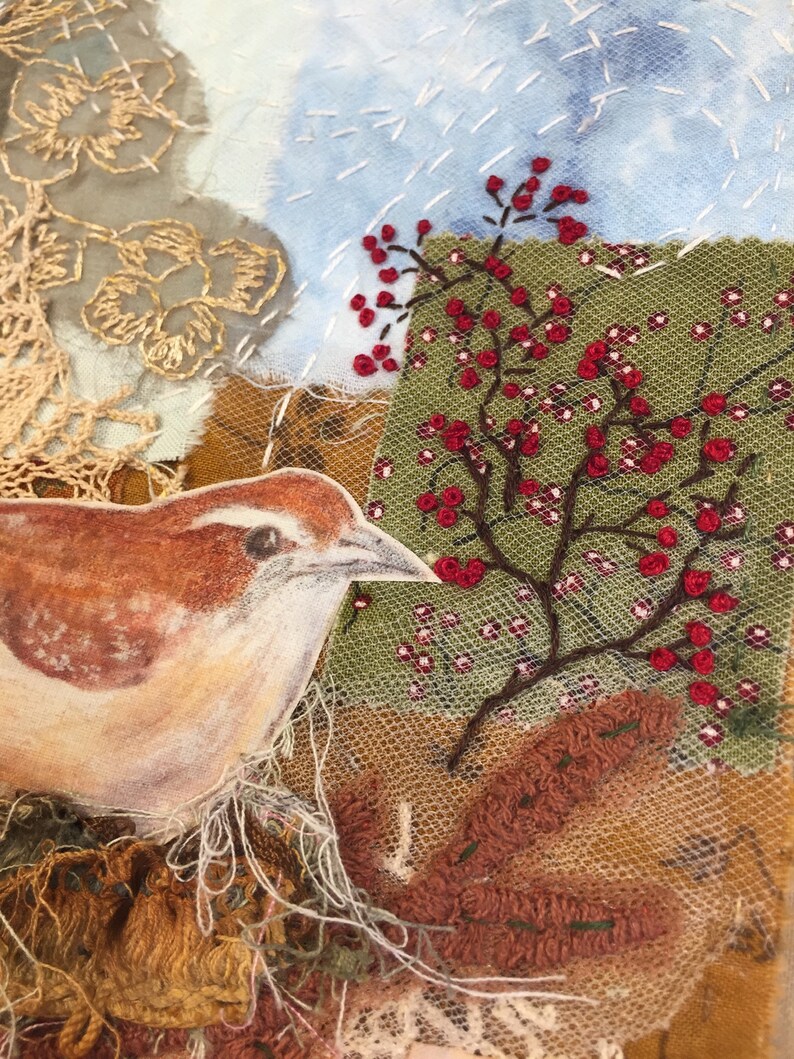 Mini Quilt Fabric Collage Wall Hanging Textile Art Gift Etsy