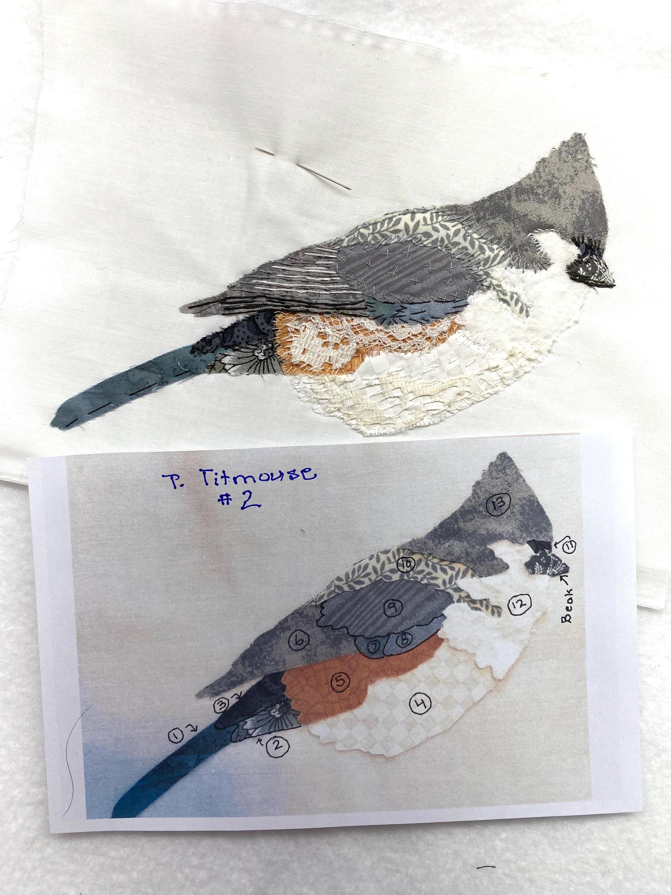 Pattern 7927 Tufted Titmouse Fabric Collage Kit, Slow Stitch Project, Sewing Pattern ...