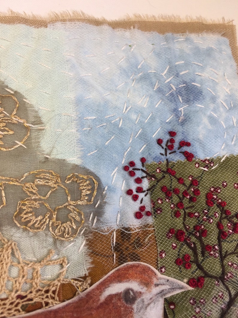 Mini Quilt Fabric Collage Wall Hanging Textile Art Gift Etsy