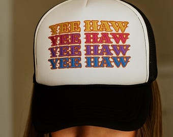 Retro YEEHAW Foam Trucker Hat, Embroidered Cowgirl Cap