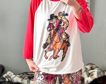 Cheetah Santa GIDDY UP Cowboy Santa Kerst Pjs / JINGLE Paard Santa Pyjama /Western Kerst Pyjama