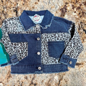 4t Jean Jacket Girls Cheetah Print Denim Frayed Edge, Lightweight Spring Coat