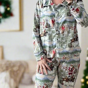 Western Christmas Pajamas – Cowboy Santa PJs, Western Holiday Pajamas, Family Christmas Pajamas