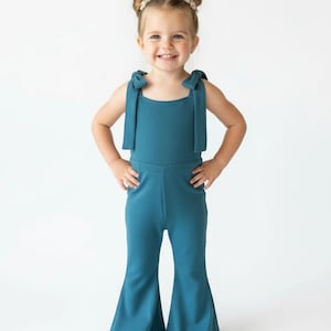 Toddler Girls Blue Jumpsuit | Spring Boutique Overalls (2T-5T)