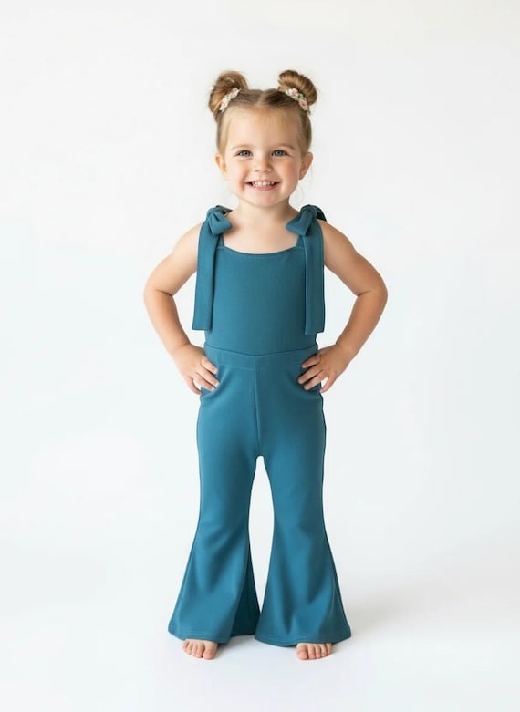 Toddler Girls Blue Jumpsuit | Spring Boutique Overalls (2T-5T)