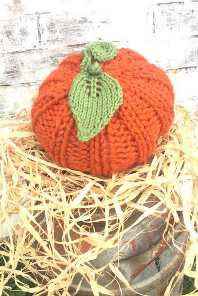 Large KNIT Pumpkins Thanksgiving Decor PUMPKIN LEAF Leaves Etsy