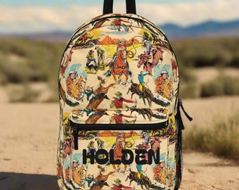 Personalized Vintage Cowboy Backpack: Western School Bag