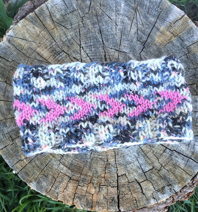 Hand Knitted WIDE WINTER HEADBAND with Arrows Hand Knit Winter Headband Ear Warmer with Options,
