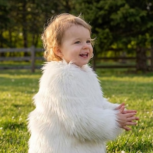 Girls Faux Fur Coat: Shaggy Dress Jacket, Black