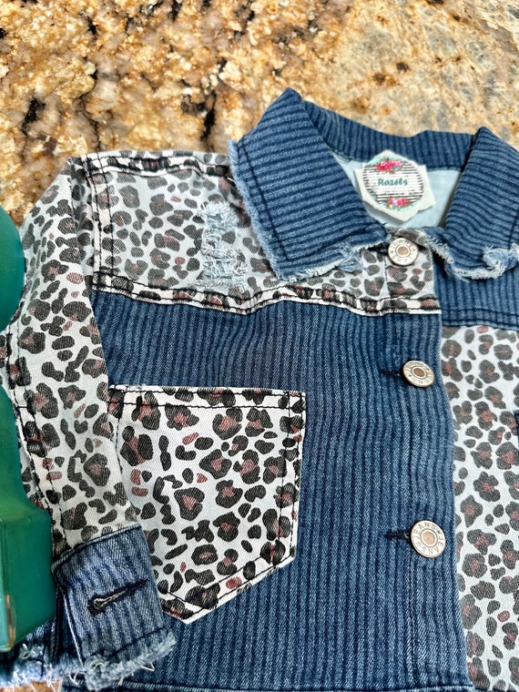 Cheetah jean jacket hot sale