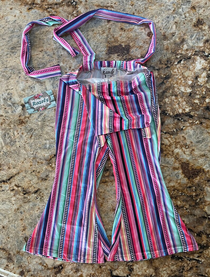 Girls Jumpsuit / Suspender Flared Trousers / Serape Stripe Toddler BOHO Suspender Overalls Serape Jumpsuit Only