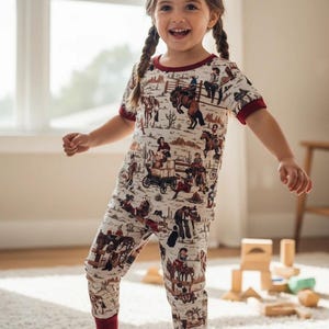 Girls Cowgirl Pajamas, Mom and Me Western PJs, Retro Rodeo Lounge Set