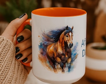 Personalized Horse Coffee Mug | Custom Name Mug for Horse Lovers & Cowgirls, Birthday Horse gift