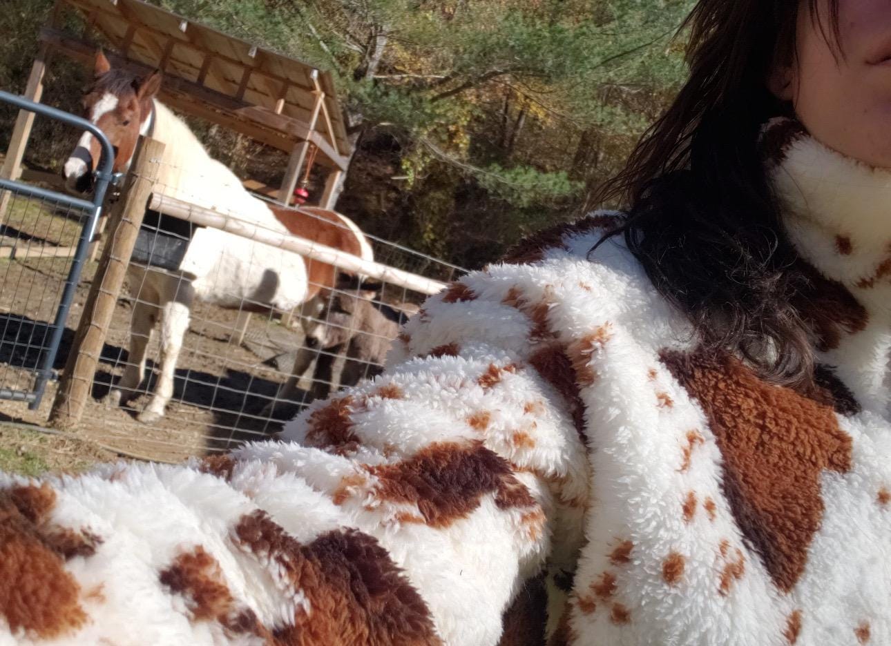 Cow print sherpa pullover mens sale