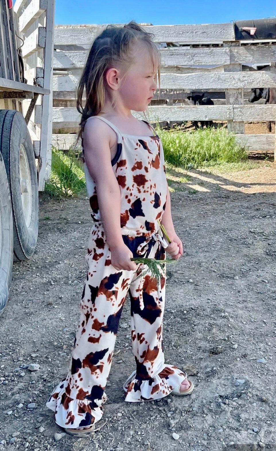 Cow Print Overalls for Girls