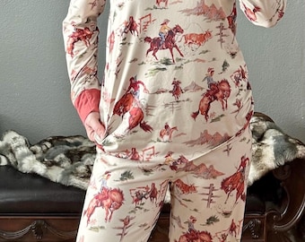 Cowboy Pajamas, Retro Rodeo PJs, Family Matching Western Pajamas, Cowboy Christmas Pajamas, Cowgirl PJs