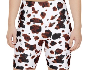 Cow Print Workout Shorts: Western BIKER SHORTS Activewear - Etsy