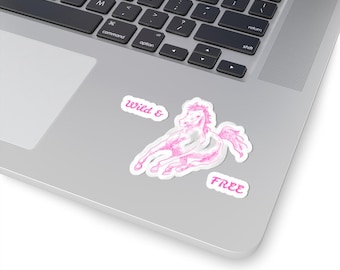 Wild & Free Horse Stickers for Laptop, Phone case, Notebook, Kindle, Scrapbooking, Cute Cowgirl Gift, Horse Girl Sticker